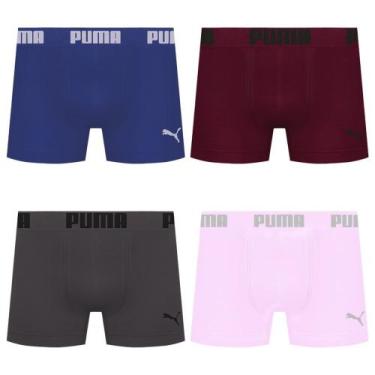 Imagem de Kit 4 Cuecas Puma Boxer Sem Costura Masculina, Rosa, Azul, G