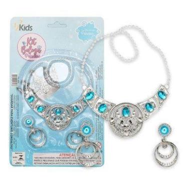 Imagem de Kit Princesas Acessórios Colar e Brincos Brinquedo Luxo - genérica