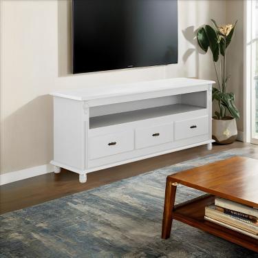 Imagem de Rack Para Tv Até 65 Polegadas Com 3 Gavetas - Branco Laca