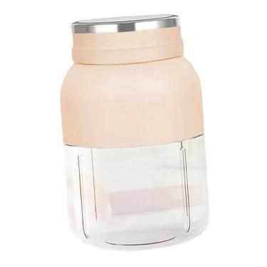 Imagem de ＫＬＫＣＭＳ Liquidificador portátil, espremedor de frutas cítricas, coqueteleira automática, garrafa esportiva, copo elétrico de 1,2 L para exercícios em casa, Bege Branco