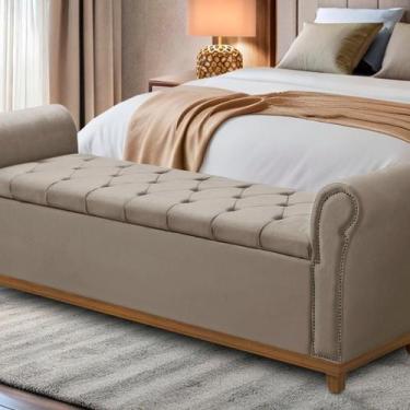 Imagem de Baú Recamier Cama Box Quarto Madeira Estofado Grécia Casal - D'Julia, 