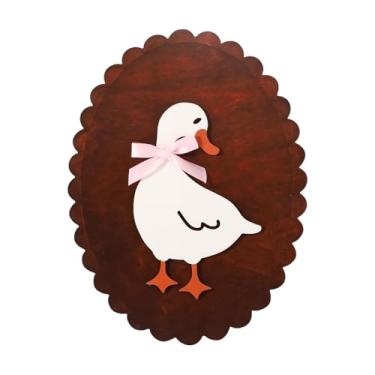 Imagem de Ganso Berçário Decoração, Ganso Engraçado Madeira Vintage Arte Parede Pato Fofo com Fita Dupla Face Placa Madeira Engraçada Animal Sem Furadeira para Quarto de Criança
