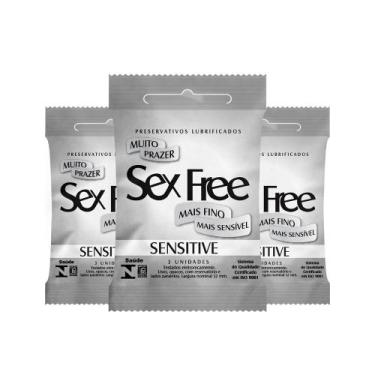 Imagem de Kit 3 Preservativo Sex Free Sensitive Mais Fino 3 Unidades
