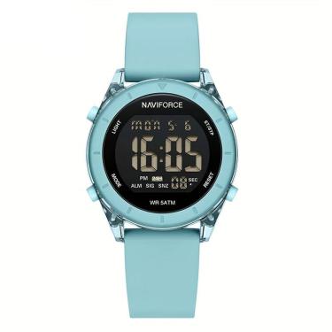 Imagem de Relógio De Pulso Digital Feminino Lcd Tela Pulseira De Silicone 3atm Azul Celeste