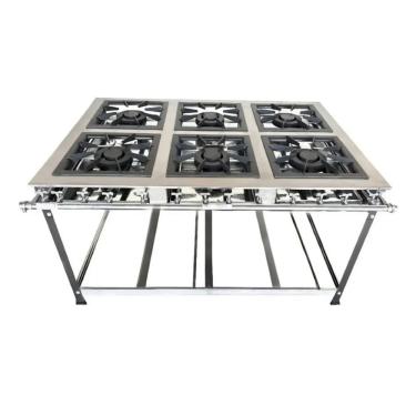Imagem de Fogão Industrial 6 Bocas Duplas 40x40 em Aço Inox Leona 