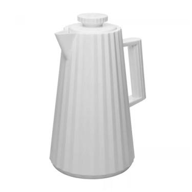 Imagem de Garrafa Térmica com Ampola de Vidro 1 Litro Branca Plisse Wolff