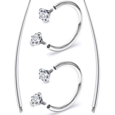 Imagem de Oufksiyy F136 Anel de nariz de ferradura de grau de implante cirúrgico de titânio 18G 16G Anéis de septo 8 mm 10 mm Double Gem Rook Daith Hoop Brincos de argola com brilho de cavalo para homens Woemn