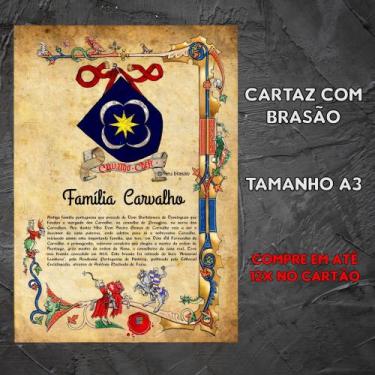 Imagem de Brasão da família Carvalho no Cartaz tamanho A3 - @MEU.BRASAO