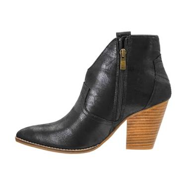 Imagem de Corkys Footwear Bota feminina Hey Girl Bar Hoppin de 8 cm com salto empilhado, com palmilhas de EVA macias Corkys, um zíper interno para calçar e tirar com facilidade e duas alças de puxar, Preto, 41