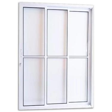 Imagem de Porta Balcão 3 Folhas Vidro com Fechadura linha suprema Branca. - PROV