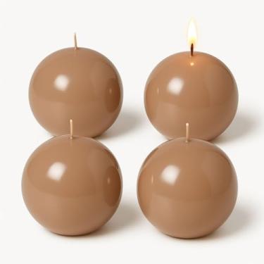 Imagem de Biedermann & Sons Velas redondas de 8 horas, sem perfume, bege Portobello, 6 cm - Conjunto de 4