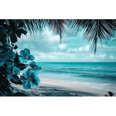 Imagem de Quadro Decorativo com Estampa Tropical Beach Palm Trees And 50 x 50 Papel 3 unidades