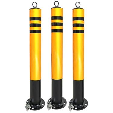 Imagem de Postes De Estacionamento Para Calçadas Barreiras De Estacionamento Removíveis De Poste De Segurança De Metal Com Cones De Trânsito Reflexivos De Cadeado