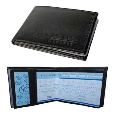 Imagem de Carteira Grande Em Couro Masculina Porta Cheque Notas Cartoes - Kenia 