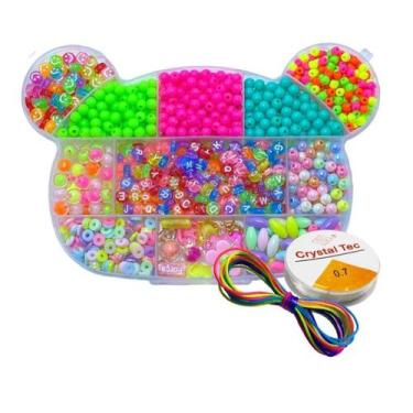 Imagem de Kit Maleta Ursinho Miçanga Montagem Pulseira Bijuteria Colar Infantil 