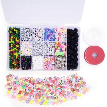 Imagem de Kit Bijuteria Pulseira Colares Miçangas Diversas Letras 2800 Pçs + Cai
