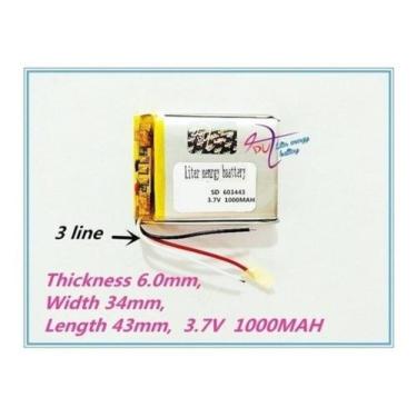 Imagem de 1 Peça 603443 3 Fios 1000mah 6mm X 34mm X 43mm 3,7v - - bgb