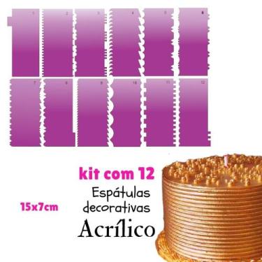 Imagem de Kit 12 espátulas decorativas para bolo 15x7 cm confeitaria es1 - confe