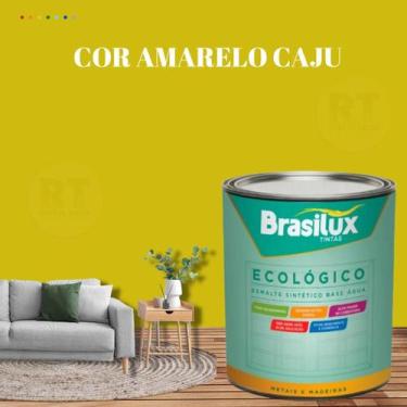 Imagem de Esmalte Sintético Brasilux Base Água Ecologico Cor Amarelo 800ML Brilh