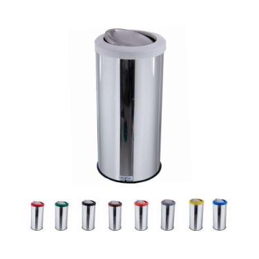 Imagem de Lixeira Redonda Flip Top Aro Plástico Miolo Inox 35L - CM Design, Bran