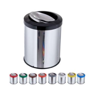 Imagem de Lixeira Inox Com Tampa Flip Top Basculante 15 Litros Lixo - CM Design,