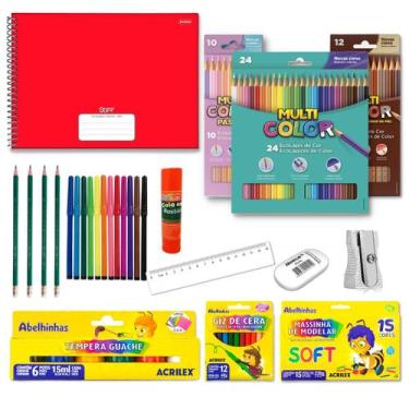 Imagem de Kit material escolar de desenho completo com 13 itens - Multi Color