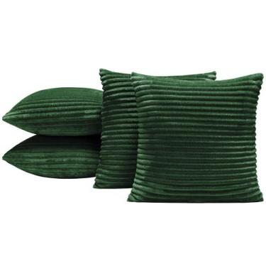 Imagem de Kit 4 Capas de Almofada Napoli 45x45 Manta Canelada - Verde - Casa Sca