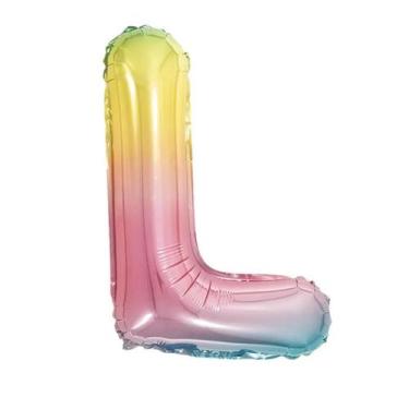 Imagem de Balão de Letra Gigante Metalizada Multicolor  - 75 cm - PartiuFesta, L