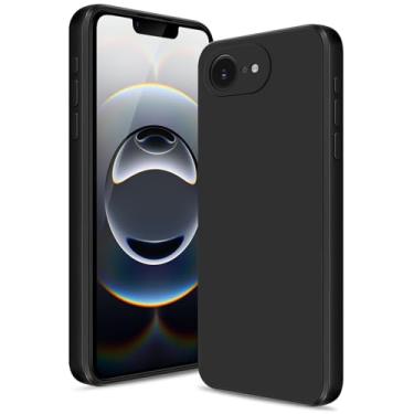 Imagem de Btstring Capa para iPhone 16e, capa de silicone macio com proteção de câmera atualizada, capa fina à prova de choque com forro de microfibra antiarranhões, preta