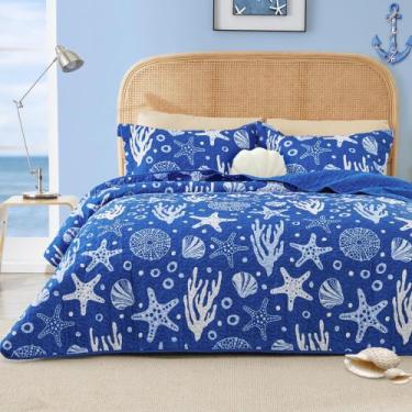 Imagem de Conjunto de cama de edredão Love's cabin Cal King Size Coastal Blue