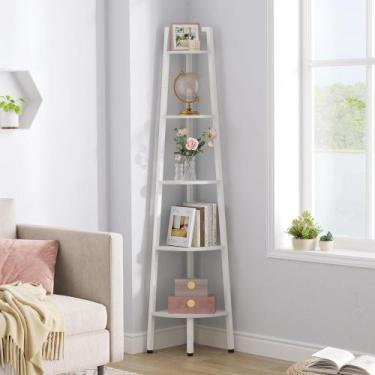 Imagem de Prateleira de canto Hoctieon, escada rústica de 5 níveis, estrutura de