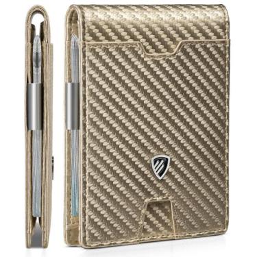 Imagem de Carteira masculina RUNBOX Slim com clipe de dinheiro com bloqueio RFID