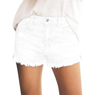 Imagem de Shorts Onlypuff, jeans envelhecidos, casuais, rasgados, brancos, XXL, 