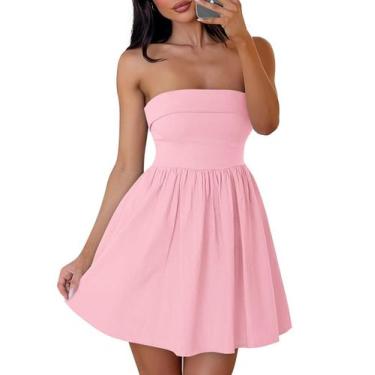 Imagem de Vestido ZESICA Summer Strapless Mini 2025 Off Shoulder Pink