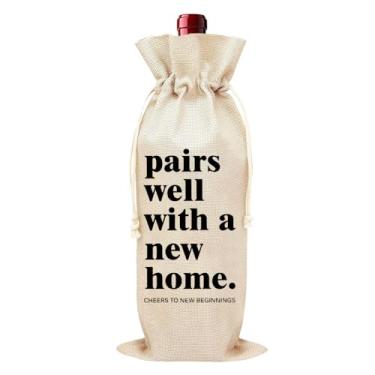 Imagem de Presentes de aquecimento de casa, nova bolsa de presente de vinho para casa, presentes engraçados de inauguração de casa para mulheres, homens, presentes de corretor de imóveis para clientes, presente