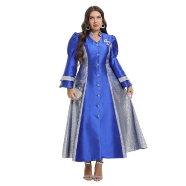 Imagem de LIVOSAZ Vestidos renascentistas para mulheres, fantasia de fada, vestido renascentista, vestido de baile de botão, vestido camponês irlandês medieval, Azul royal, 12