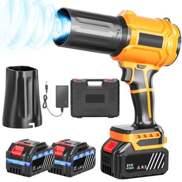 Imagem de Soprador de folhas sem fio com bateria e carregador de 12000 mAh, soprador elétrico de 600000 RPM, soprador portátil de 500 W, força do vento 14, impulso 1200G, soprador portátil para limpeza de pátio