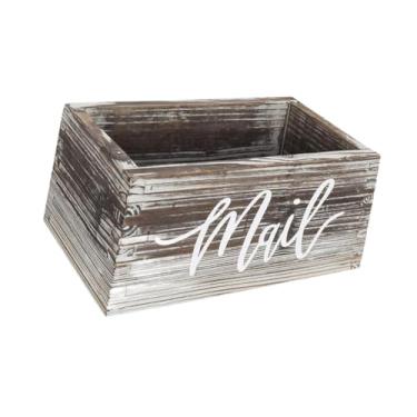 Imagem de IEUDNS Organizador de arquivos de correspondência, porta-envelopes de madeira compacto e rústico, organizador de cartas para, chaves, cadernos, a