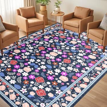 Imagem de FJKJHKGJ Tapetes de área 1,6 m x 18 m laváveis para sala de estar, tapetes antiderrapantes de pelo baixo para quarto, tapete estampado vintage para quarto, sala de jantar, hall de entrada