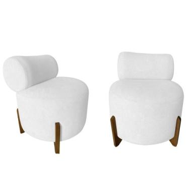 Imagem de Kit 2 Poltronas Decorativa Mônaco Couro Branco - Mansão Decor