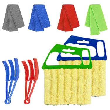Imagem de 4 peças ferramenta de limpeza veneziana para janela, espanador cego para limpeza, escova espanador de microfibra 7 dedos, ferramenta de limpeza de pó, para persianas de janela, ar condicionado, com 4