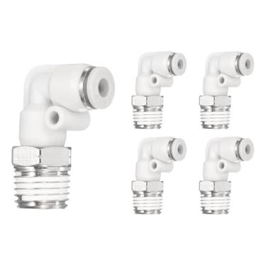 Imagem de HARFINGTON 5 peças de encaixes push to connect cotovelo macho 5/32 polegadas OD x 1/4 polegada NPT rosca plástico conexão rápida mangueira de ar kit de encaixe pneumático conector de bloqueio de