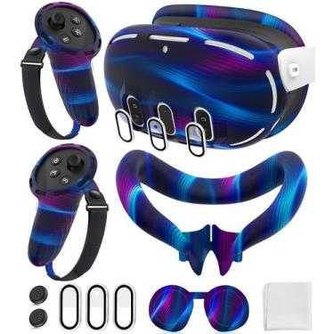 Imagem de Conjunto de capa protetora de silicone para Oculus/Meta Quest 3 - azul