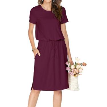 Imagem de Vestido casual Simier Fairy Summer de manga curta roxo vermelho - Simi