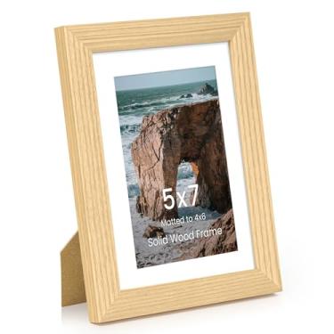 Imagem de Porta-retrato 12,7 x 17,8 cm, moldura de madeira maciça de freixo da Manchúria 12,7 x 18 cm, moldura de ângulo reto 12,7 x 17,8 cm, moldura de vidro temperado HD, 12,7 x 17,8 cm, para pendurar na