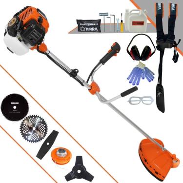 Imagem de Máquina de Cortar Grama Terra GR520-XP À Gasolina 2T 52cc 2,5HP 6.500rpm Roçadeira Profissional Completa Multifuncional Com 5 Opções de Cortes + EPI
