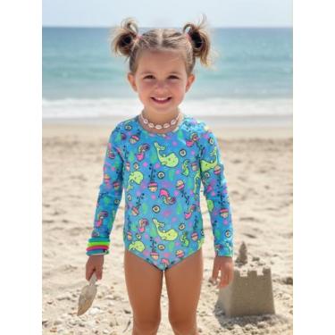 Imagem de Maiô Menina Proteção UV50+ Manga Longa Forrado Infantil e Juvenil 4 ao