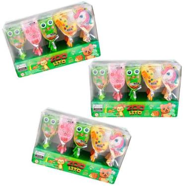 Imagem de Kit 3 Caixas Pirulito de Animais Zoolito Com 30 Unds Cada - Royal Toys