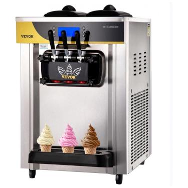 Imagem de Máquina de Sorvete Comercial VEVOR, Alto Rendimento de 22-30 litros/h, Máquina de Sorvete Soft de Bancada com 2 Reservatórios de 6L