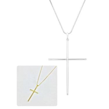 Imagem de Corrente Cordão Masculino 60Cm Veneziana Pingente Cruz